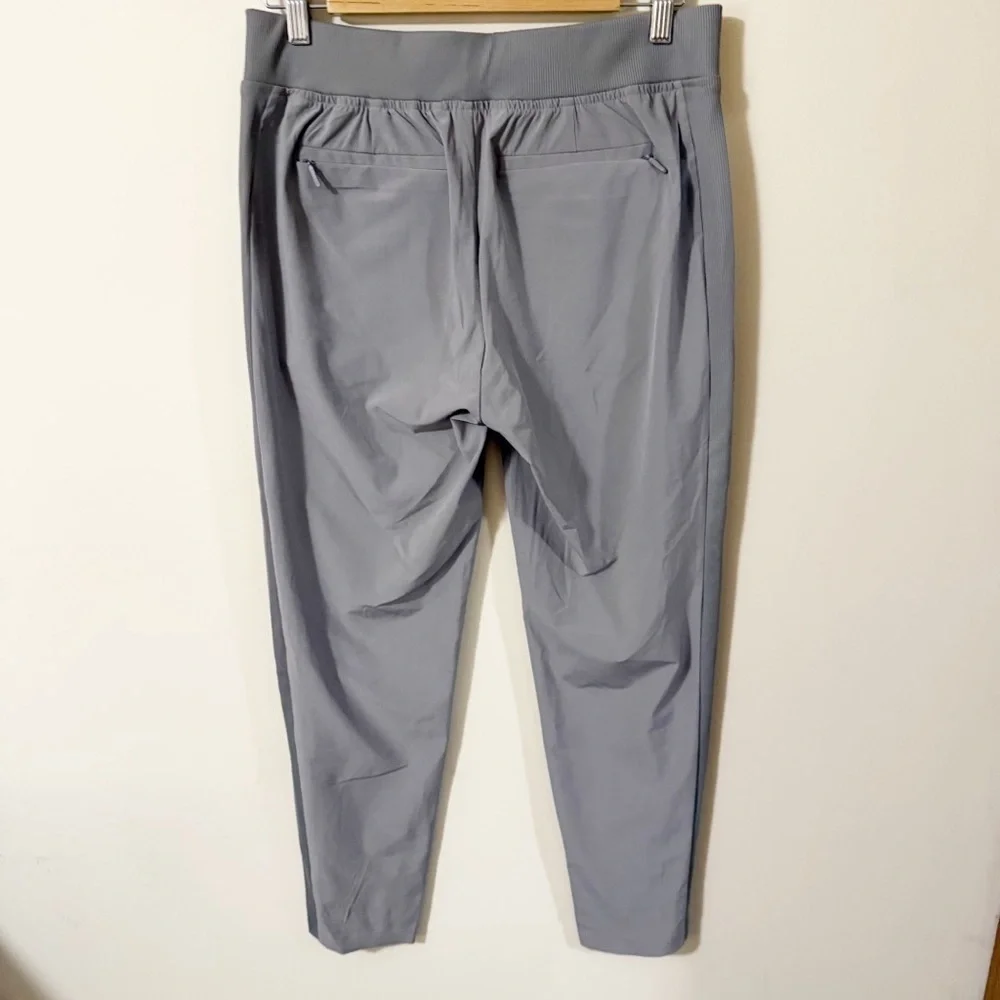 Athleta Stellar Trouser Pull On Pants Gray Ankle Slit Size 6